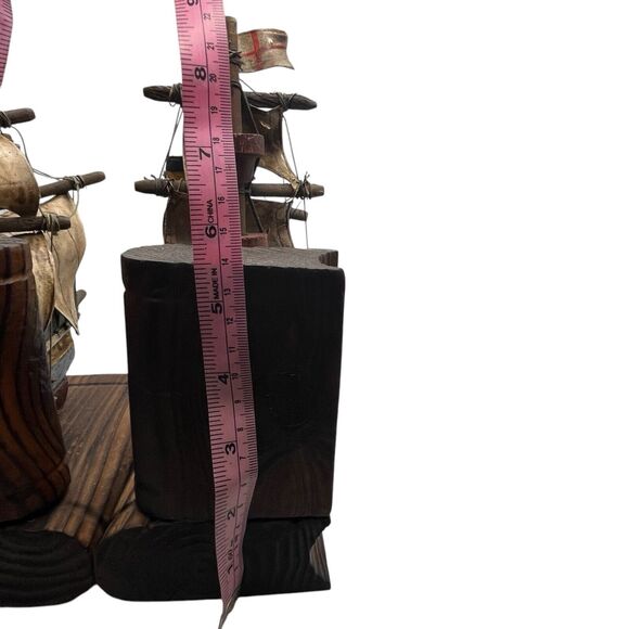 Bookends Pirate Ship Spanish Wood Handcrafted In Spain Galleons Madera De Aliso - Picture 6 of 12
